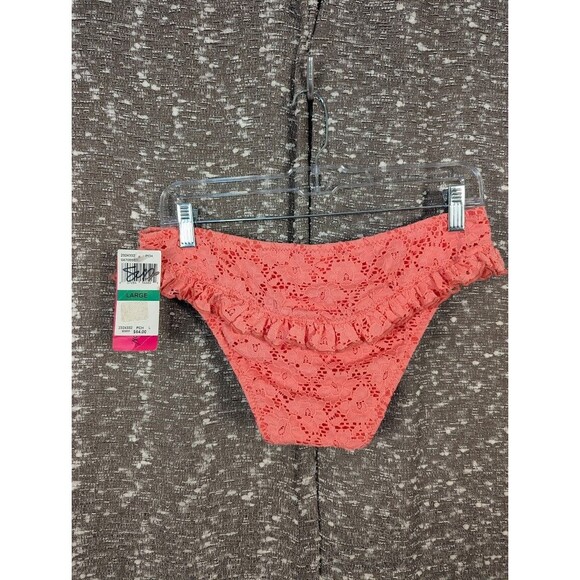 NWT Vintage Betsey Johnson Pink Y2K Ruffled Lace Swimsuit‎ Bottom Women's Large - Picture 2 of 7